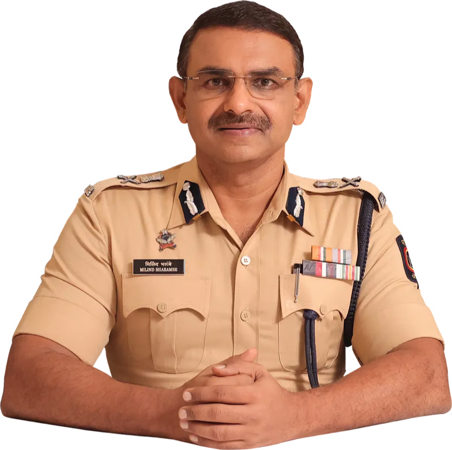 Official portrait of Shri Milind Bharambe, IPS, Commissioner of Police, Navi Mumbai, in Maharashtra Police uniform.